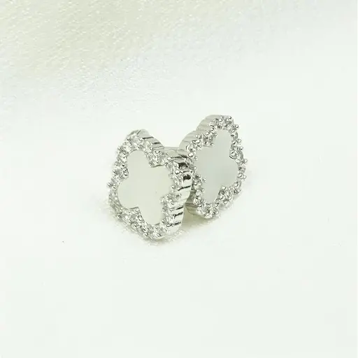 三葉草水晶耳環